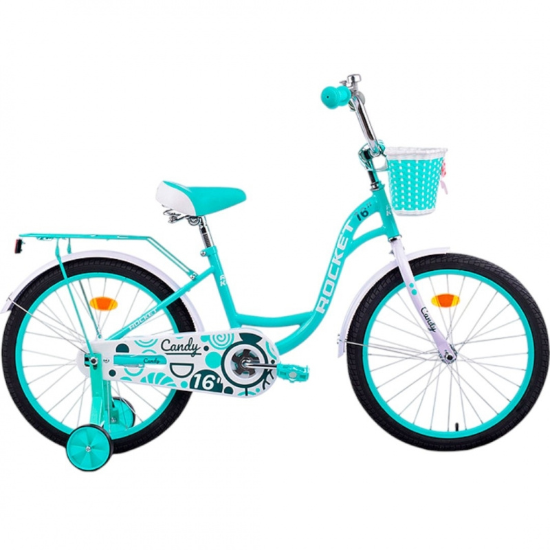 Велосипед детский с доп колесами Rocket Candy 16" цвет мятный