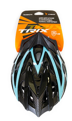Шлем вело TRIX, кросс-кантри, 25 отверстий, регулировка обхвата, размер: M 57-58см, In Mold, сине-че