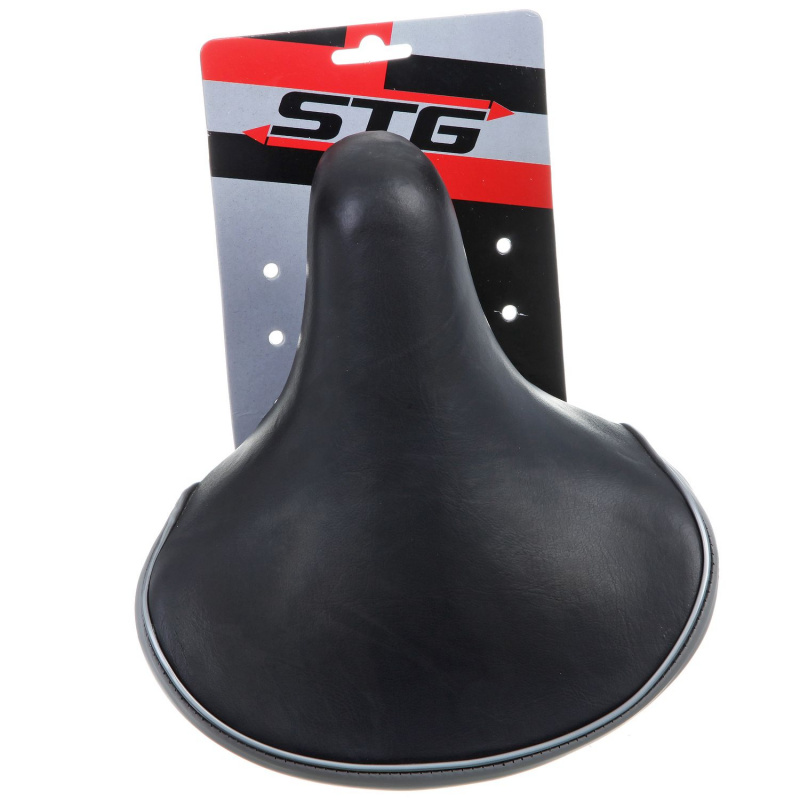Седло STG HBAZ-0615-A, с логотипом STG для велосипедa, черное с серой вставкой