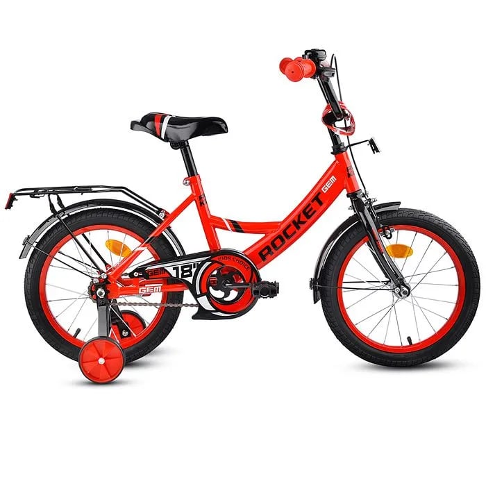 Велосипед детский с доп колесами 18" Rocket Gem, цвет красный