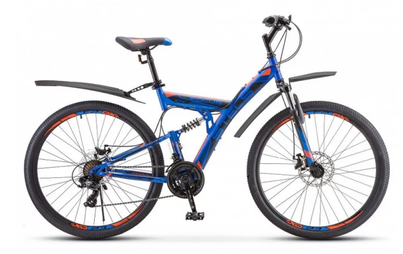 Велосипед STELS Focus MD 27.5" 21-sp V010 19" Синий/неоновый/зеленый