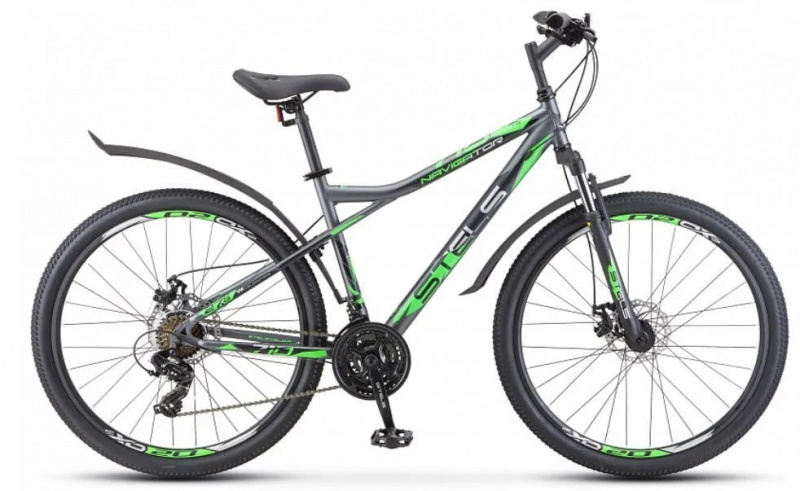 Велосипед STELS Navigator-710 MD 27.5" V020 16" Антрацитовый/зеленый/черный	