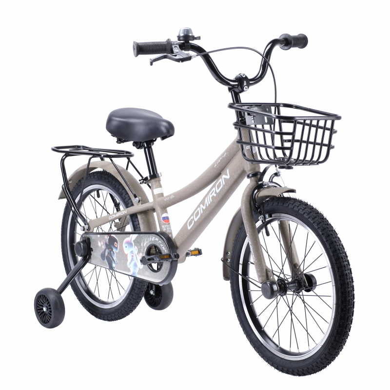 Велосипед детский с доп колесами 18" COMIRON Cyberpunk A02-18BS цвет Brown sand