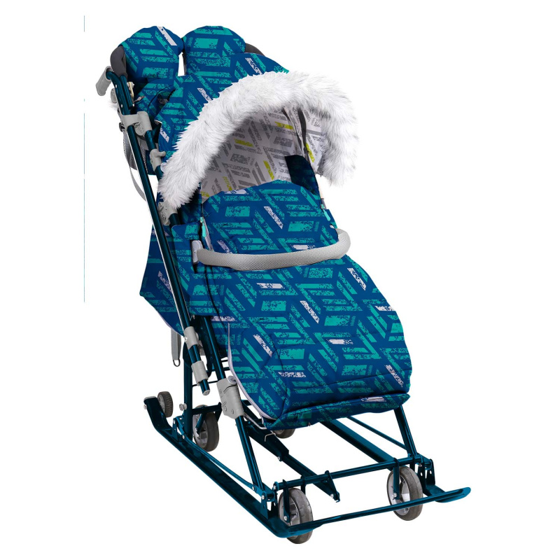 Санки-коляска / Коляска комбинированная "Ника детям 7-8SK" спортивный синий