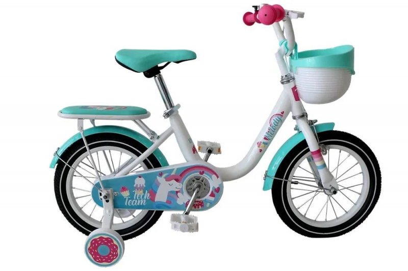 Велосипед детский с доп колесами Tech Team Melody 16" Celadon / Бирюзовый