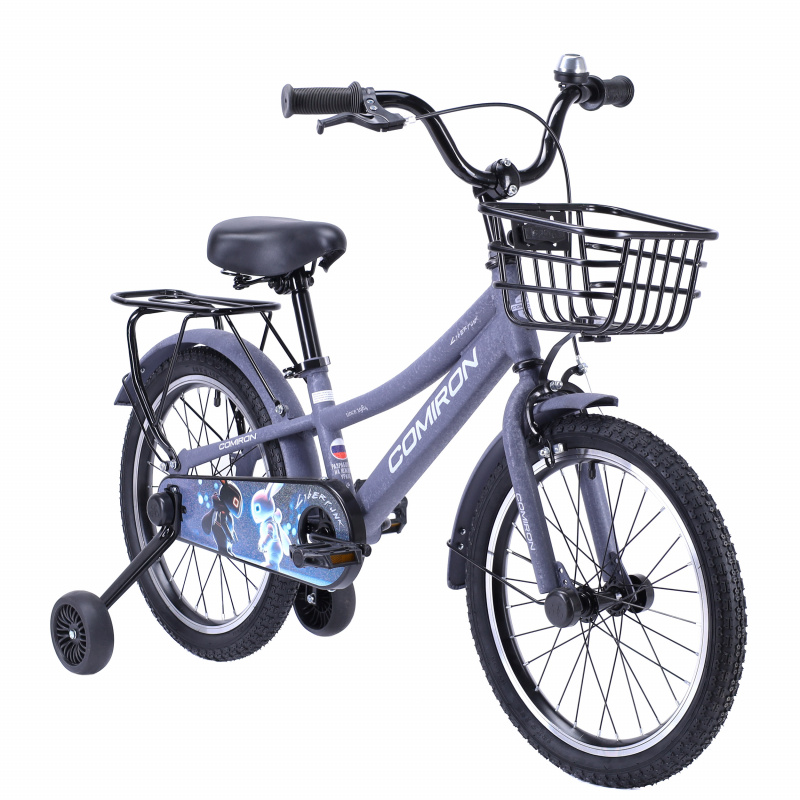 Велосипед детский с доп колесами 18" COMIRON Cyberpunk A02-18PP цвет Purple punk