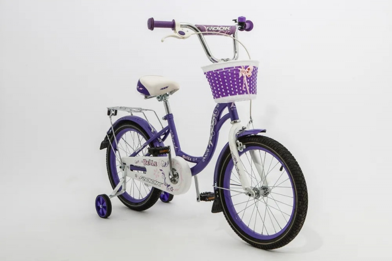 Велосипед детский с доп колесами  16" Rook Belle, сиреневый 