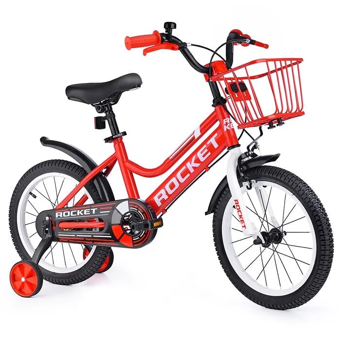 Велосипед детский с доп колесами 18" Rocket 101, цвет красный 