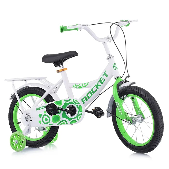 Велосипед детский 2-х колесный 14" ROCKET, цвет белый/зеленый