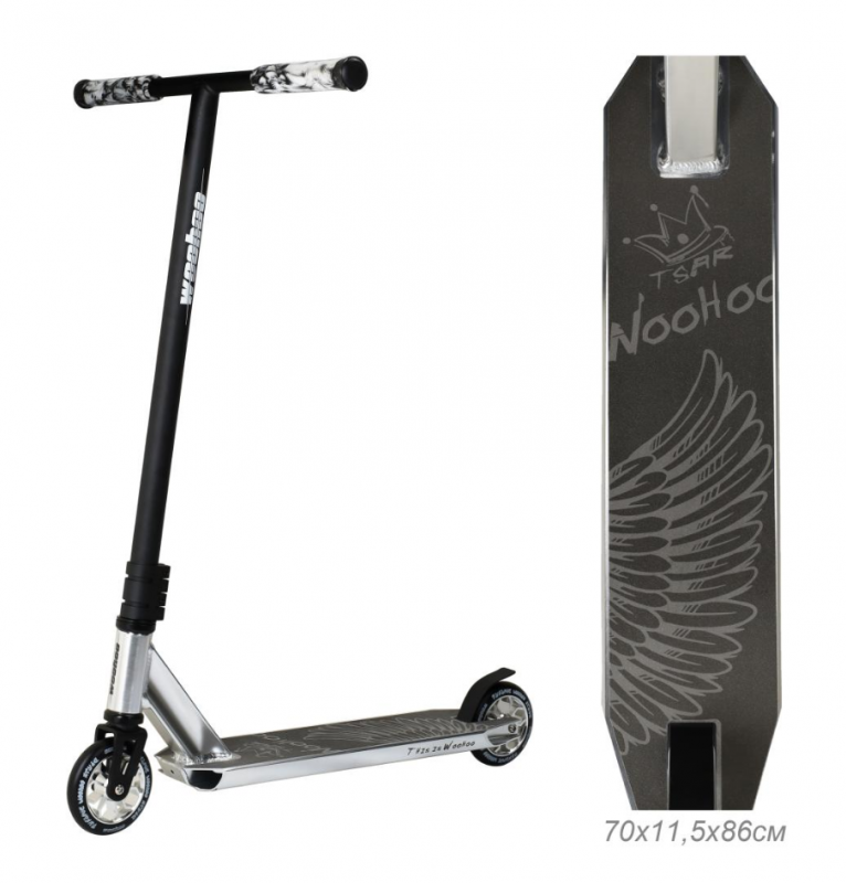 Самокат трюковый WOOHOO ANGRY. IHC Колеса 110мм ALU PU 752288 Цвет-QUIKSILVER DECK