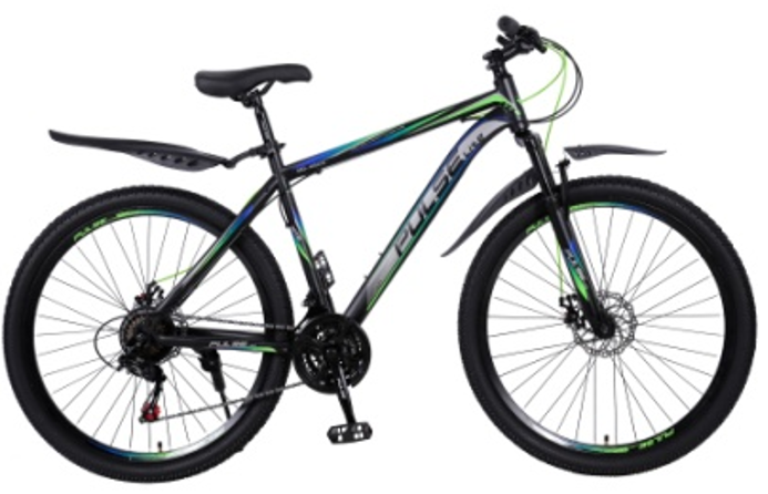 Велосипед Pulse Lite 27,5" MD-4800 (27,5" 21 ск сталь) черный/зелено/синий