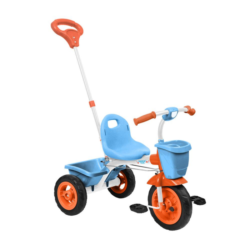 Велосипед детский трехколесный с управлемой ручкой ВДН2/4 оранжевый с голубым 