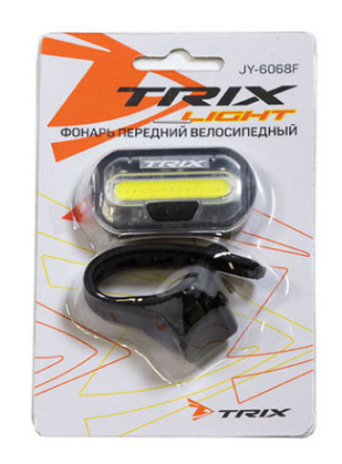 Фара TRIX передняя, 15-ти чиповый диод, 2 реж, крепеж на руль, батарейки, пл.