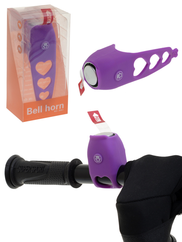 Звонок электрический для велосипеда громкий зарядка от батареек фиолетовый