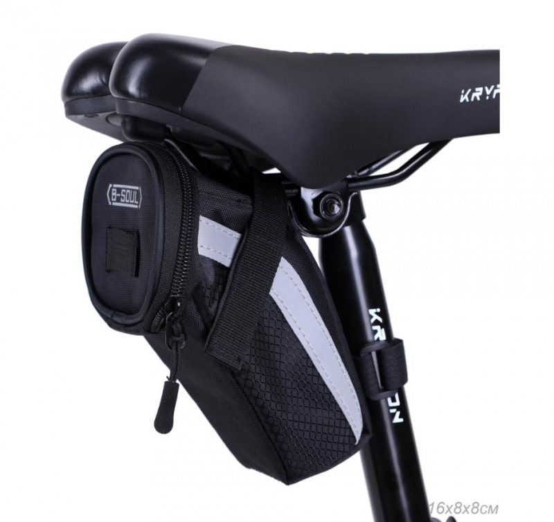 Сумка велосипедная подседельная большая BICYCLE SOUL, материал оксфорд 1680D,чёрная