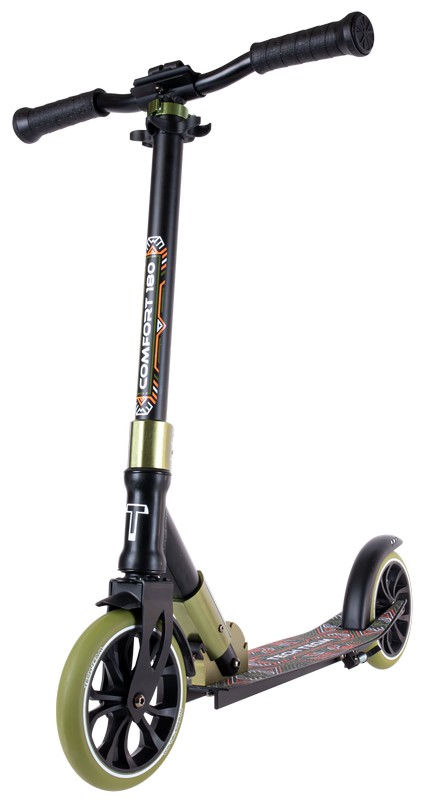 Самокат Городской Tech Team Comfort 180R, 180 мм черно-зелёный/black-green