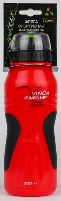 Фляга велосипедная с защитой от пыли 500мл, красная, инд.уп. Vinca Sport VSB 39 red