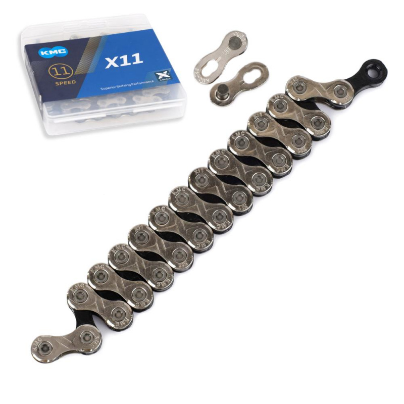 Велосипедная цепь KMC 11 speed. X11. 1/2"x11/128"116звеньев. Asymmetrical chamfering. 100% Compatibi