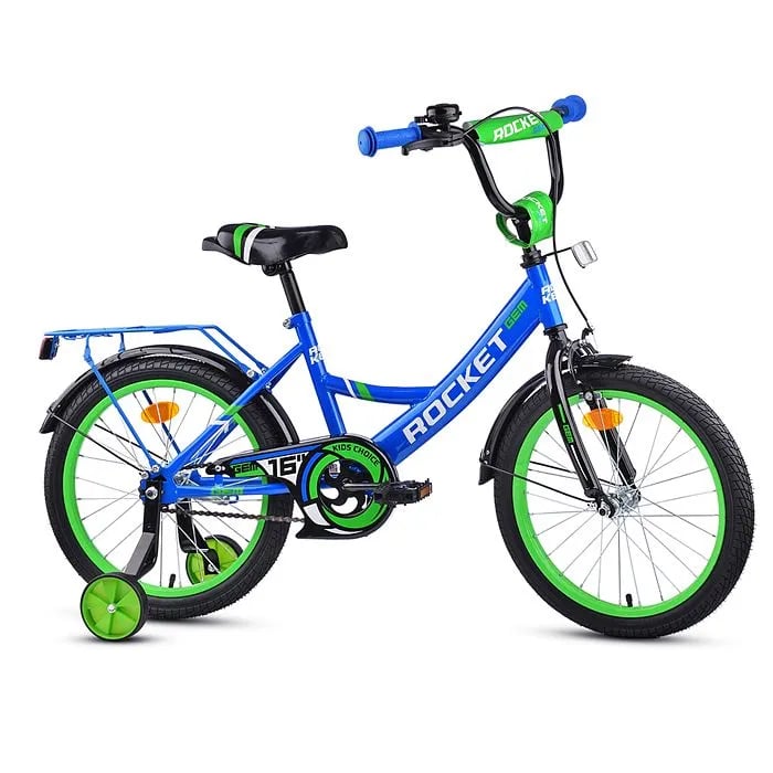 Велосипед детский с доп колесами 16" Rocket Gem, цвет синий