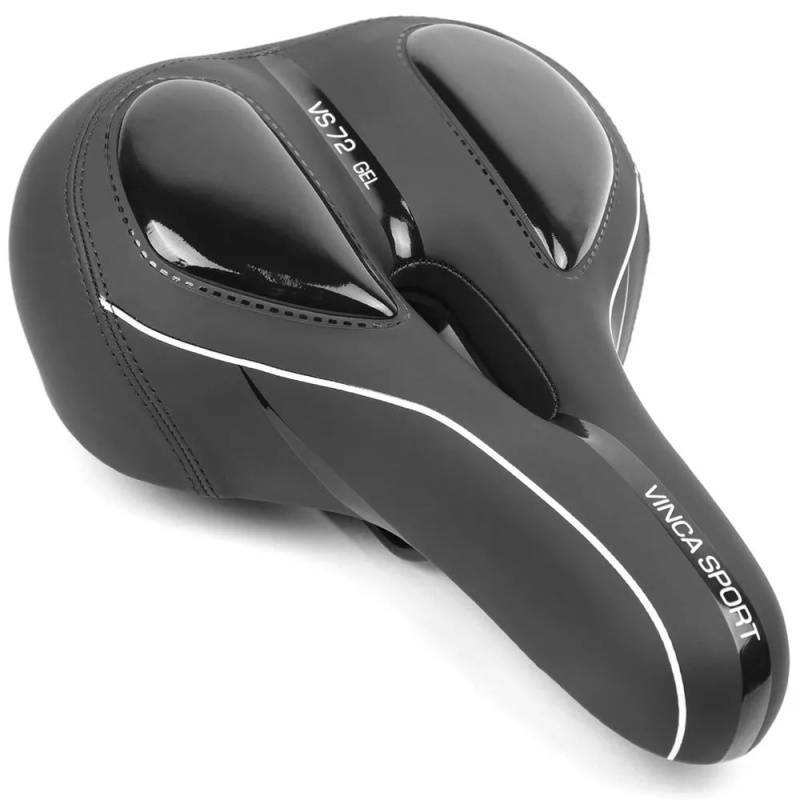 Седло комфортное с фонариком, гель, 270*200мм, черное, Vinca Sport	