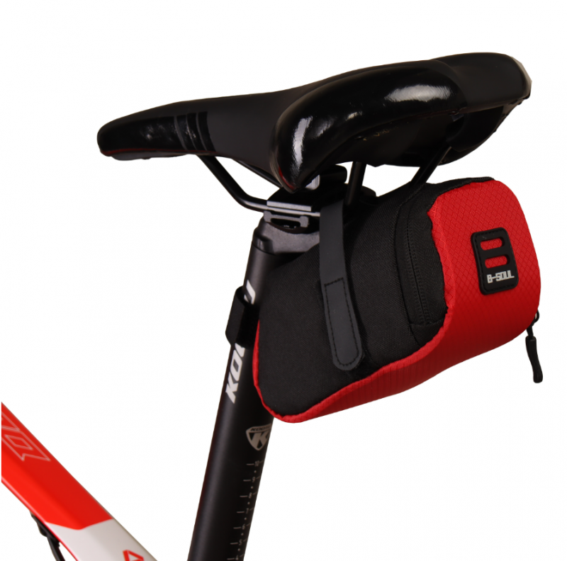 Сумка велосипедная подседельная BICYCLE SOUL, отделение на молнии, крепление velcro, чёрно-красная, 