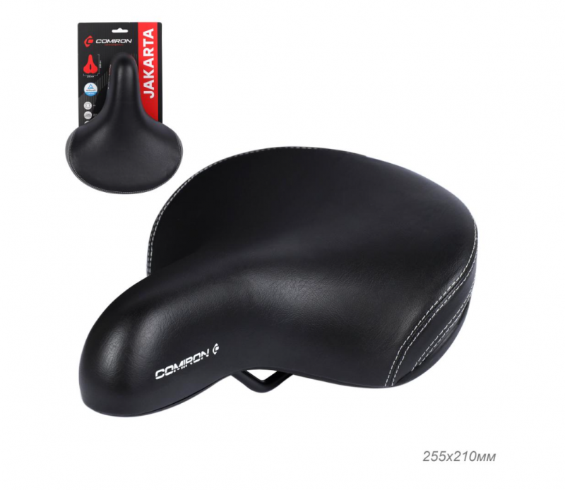 Седло велосипедное комфортное COMIRON JAKARTA N604-Bl 255x210 Цвет: Чёрный