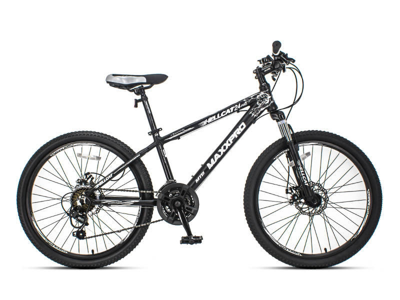 Горный Велосипед MaxxPro HELLCAT 24, 24", Рама:13",алюминий Черно-серый