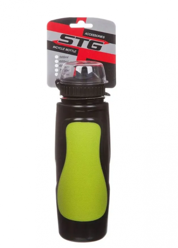 Велофляга STG DC-BT-55 600мл защитной крышкой черн/зеленая