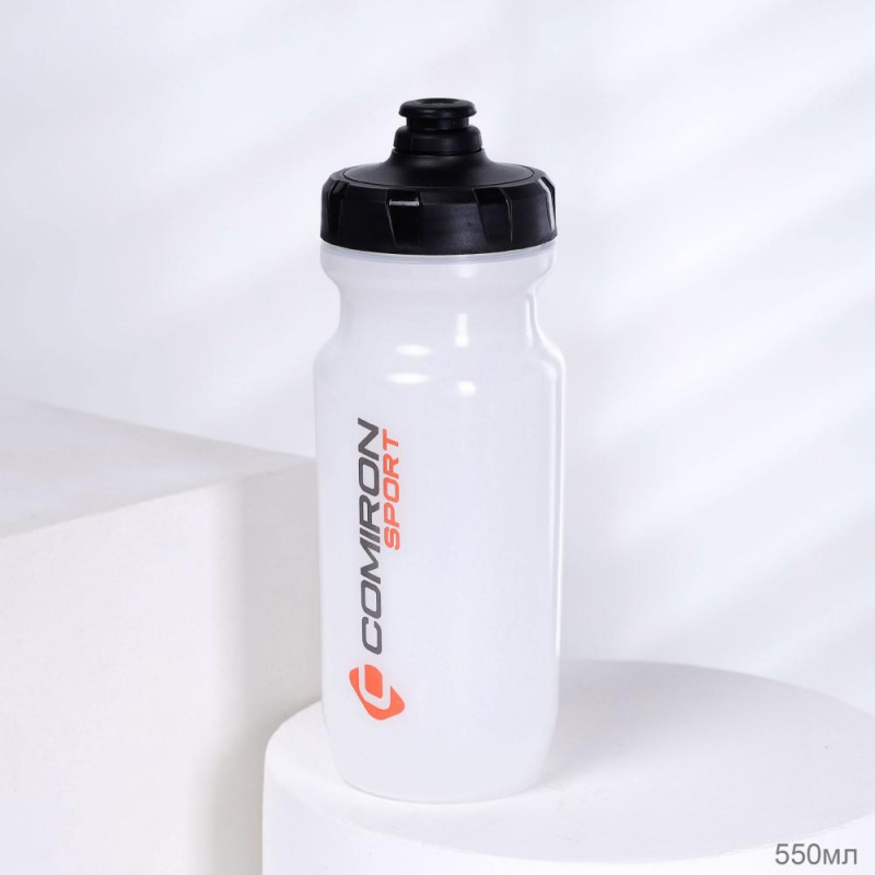 Бутылка велосипедная COMIRON RACE1 550ml / пищевой PP / Силиконовый клапан + уплотнитель / цвет Tran