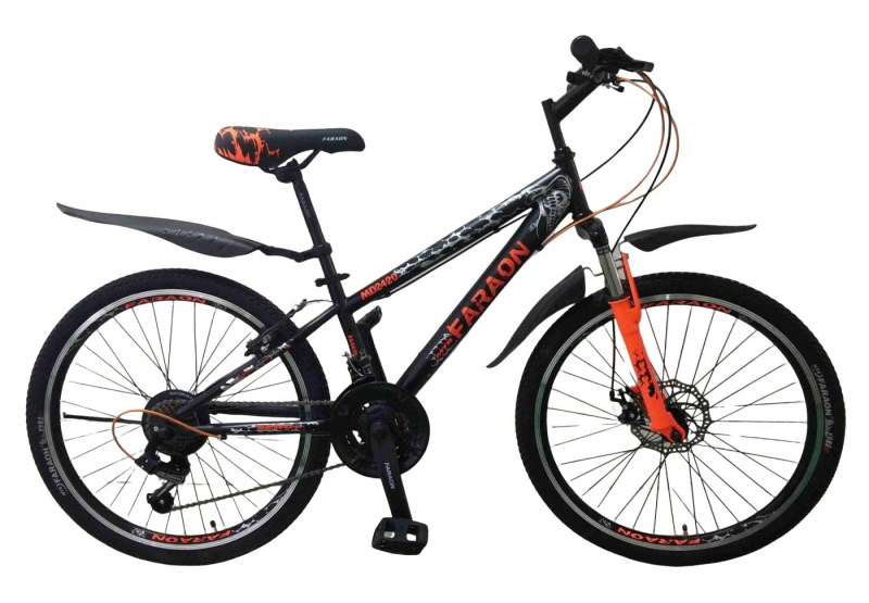 Велосипед Faraon 24" MD2420 (24" 21 ск. Диск, сталь) 13" рама черно-оранжевый