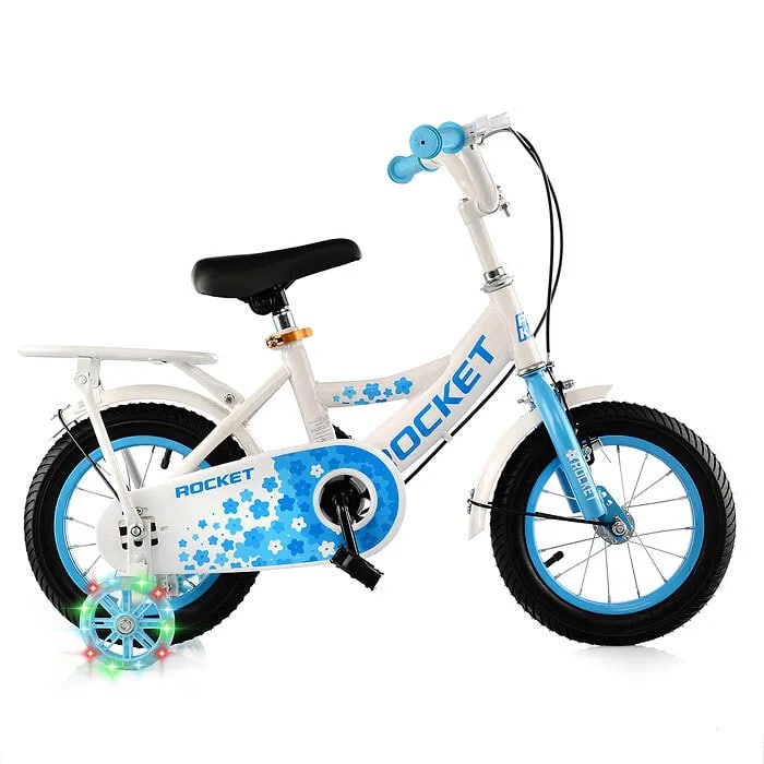 Велосипед детский 2-х колесный 12" ROCKET, цвет белый/голубой 