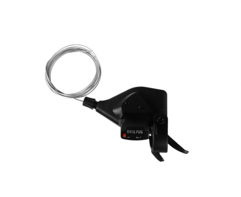 Шифтер Skillful правый 7 ск., трос 2050 мм, совместим с Shimano, черный	