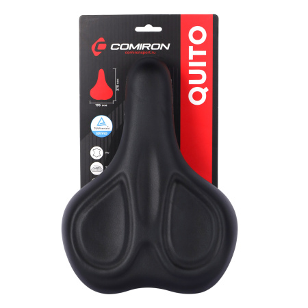Седло велосипедное комфортное COMIRON QUITO C107-Bl 270x195, Технологии: DW, ED. Верх: PU. Цвет: Чер