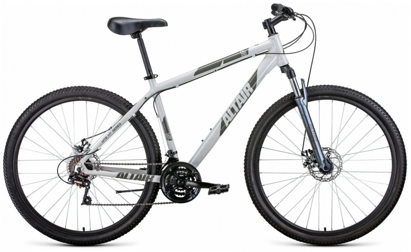Велосипед ALTAIR AL 29 D 2021 21 скорость,рама алюминий, рама 19" серый/черный
