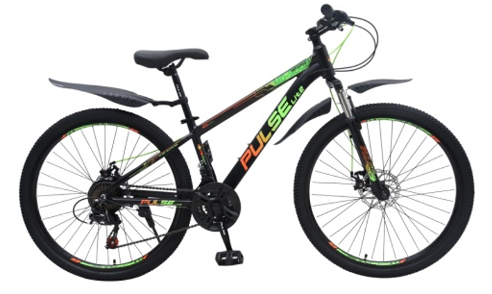 Велосипед Pulse Lite 24" MD3000 24" 21 ск., алюм черный/оранжево/зеленый