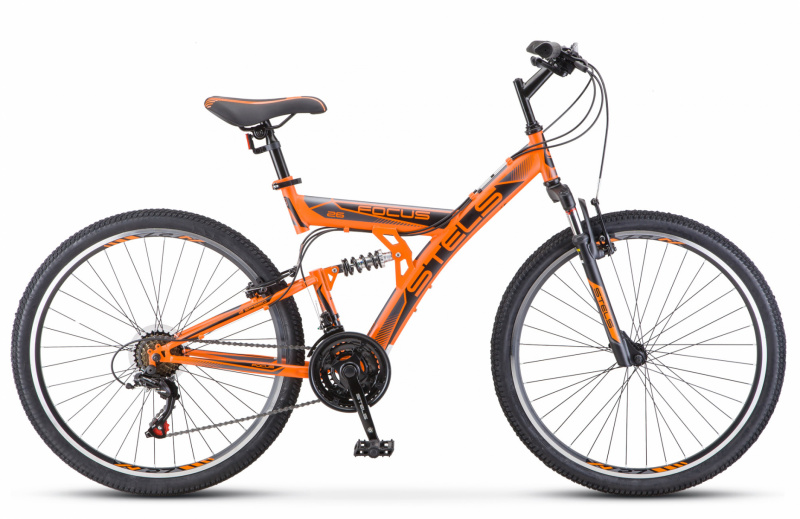 Велосипед STELS Focus V 26" 18-sp V030 18" Оранжевый/черный