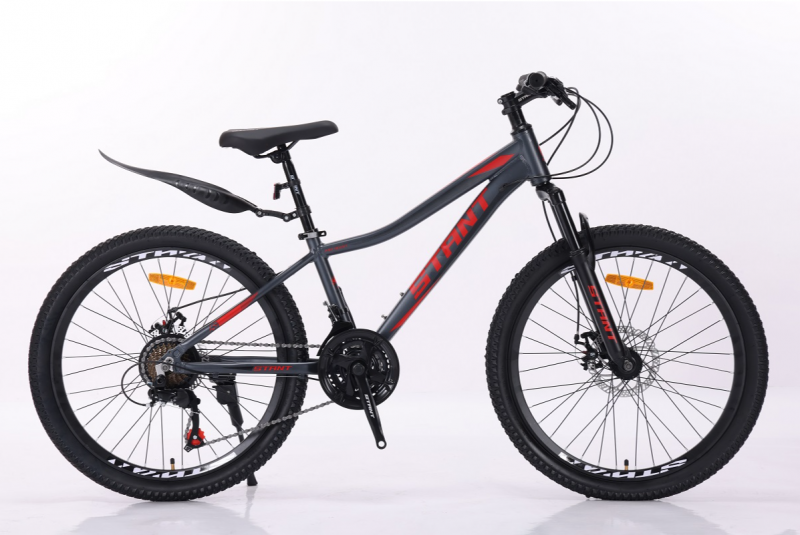 Велосипед скоростной (M) 24" STANT MD4600 рама 12" АЛЮМИНИЙ, 21 ск,  серый/красный