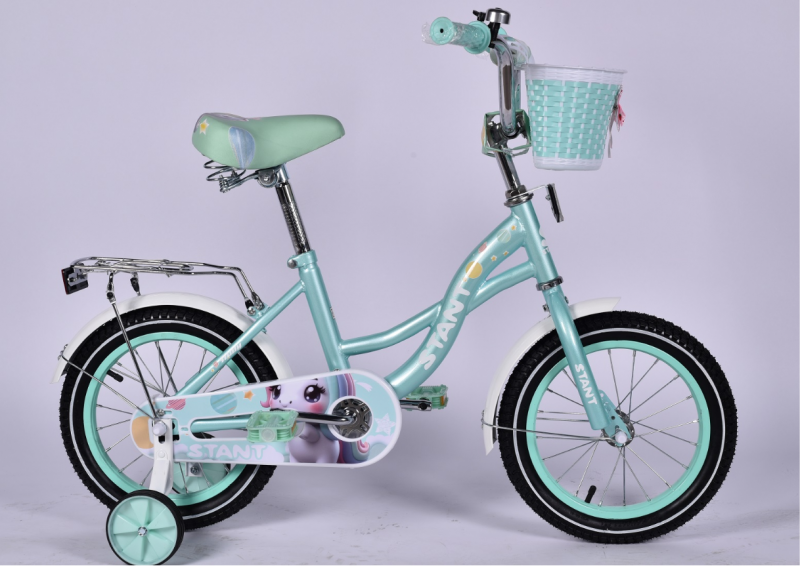 Велосипед (М) детский с доп колесами 14" STANT Milly, бирюзовый