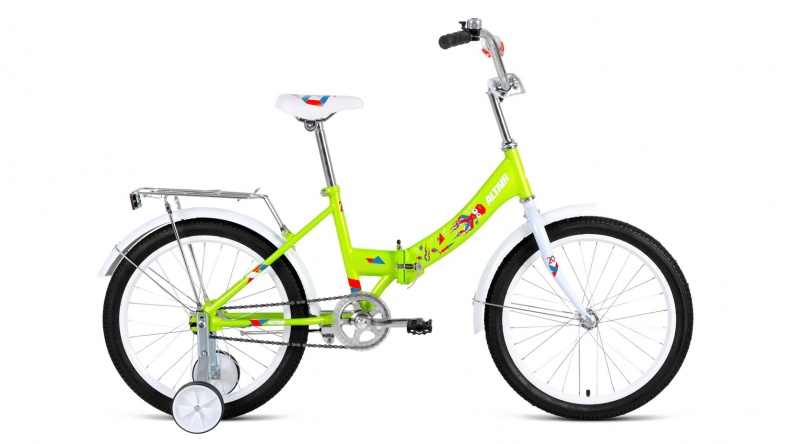 Велосипед Альтаир 20" KIDS compact скл (20" 1ск. с доп.колесами) зеленый
