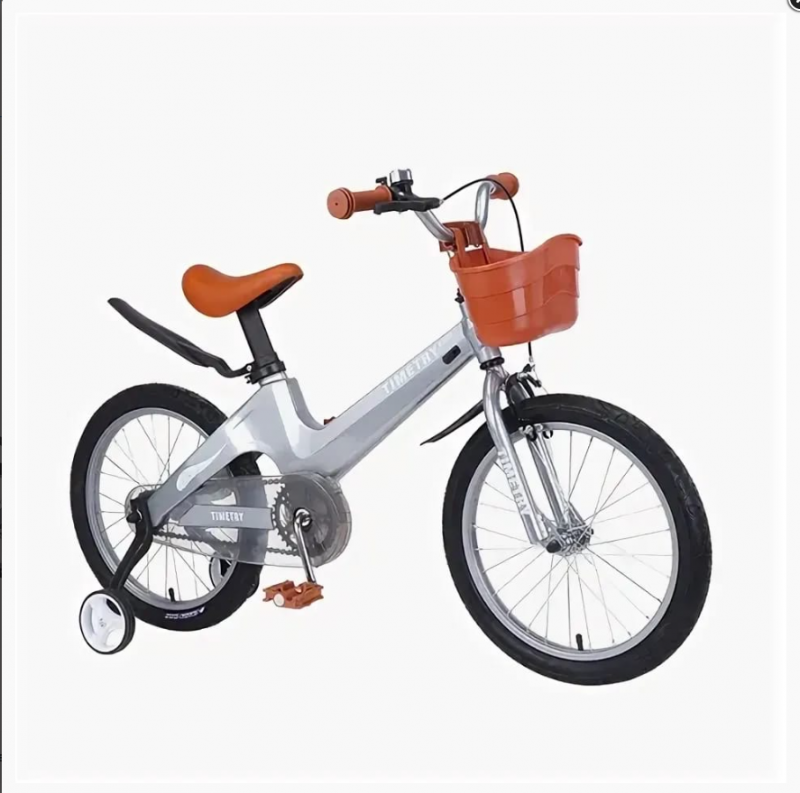 Велосипед детский с доп колесами (М) Time Try  16" TT5003 рама Магний цвет серый