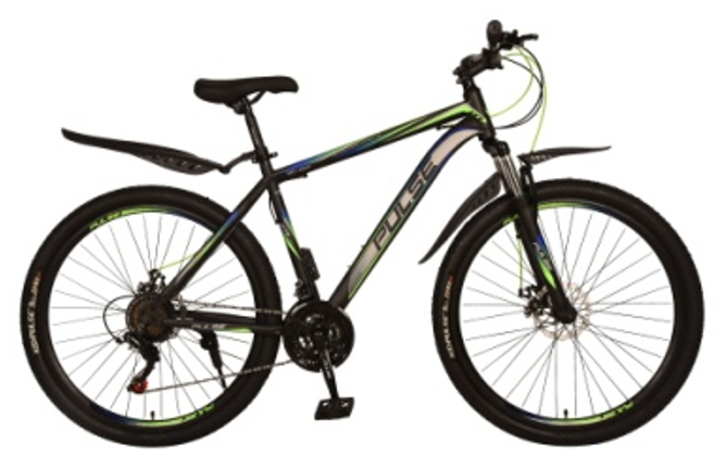Велосипед Pulse MD480 27,5"  21 ск. сталь, рост 19"  Черный / зеленый / синий