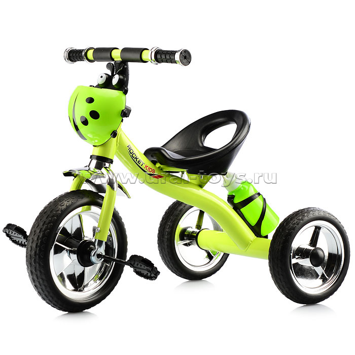 Велосипед 3-х колесныйc Rocket Kids, EVO зелёный c бутылкой
