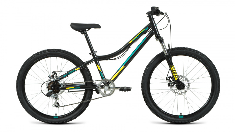 Велосипед Forward Titan 24" 2.0 D 2022 Черно-желтый рама 12"