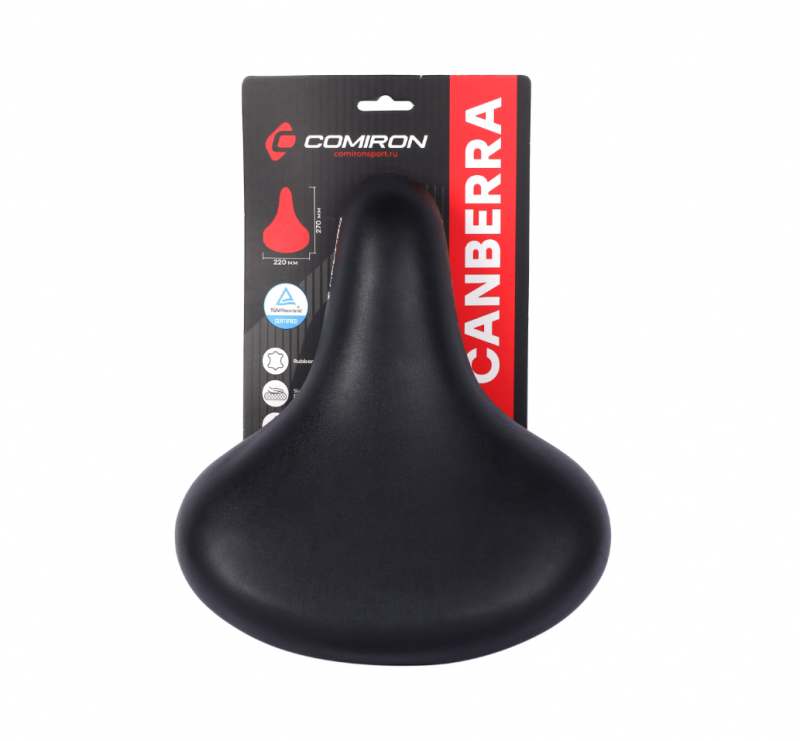 Седло велосипедное комфортное COMIRON CANBERRA N827 270x220 Цвет: Чёрный