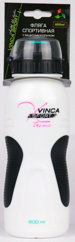 Фляга велосипедная с защитой от пыли 500мл, белая, инд.уп. Vinca Sport VSB 39 white