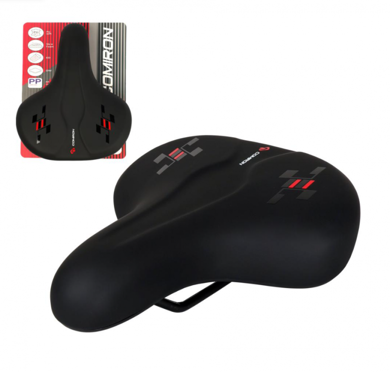 Седло велосипедное суперкомфортное COMIRON PRESTIGE 260x210, Технологии: DW. ED. PP. Верх: PU Soft. 