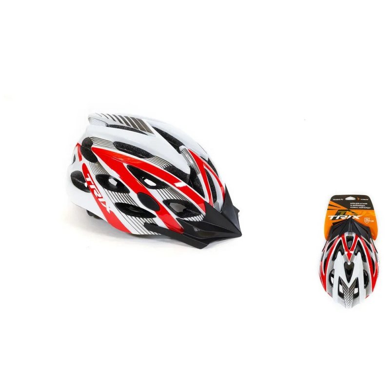 Шлем вело TRIX, кросс-кантри, 25 отверстий, регулировка обхвата, размер: L 59-60см, In Mold, красно-
