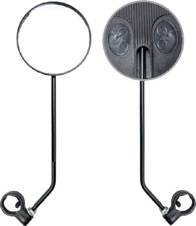 Зеркало круглое, на металлической ножке, аналог JY-111, с велосипедистом, цвет черный. Цена за пару.
