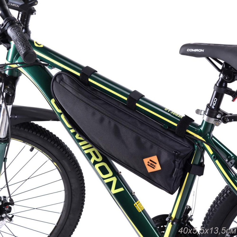 Сумка велосипедная подрамная большая BICYCLE SOUL XXL, с боковой молнией, чёрная, 40х13.5х5.5см