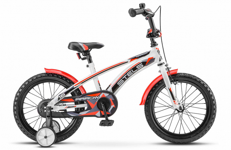 Велосипед детский с доп колесами Stels Arrow 16" рама 9.5", Белый-красный